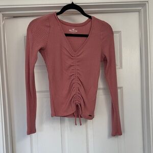 Hollister Women's Dusty Rose Ruched Long Sleeve Top